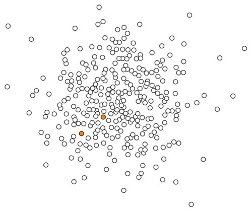 Random walk on a knowledge graph using the complement update rule.